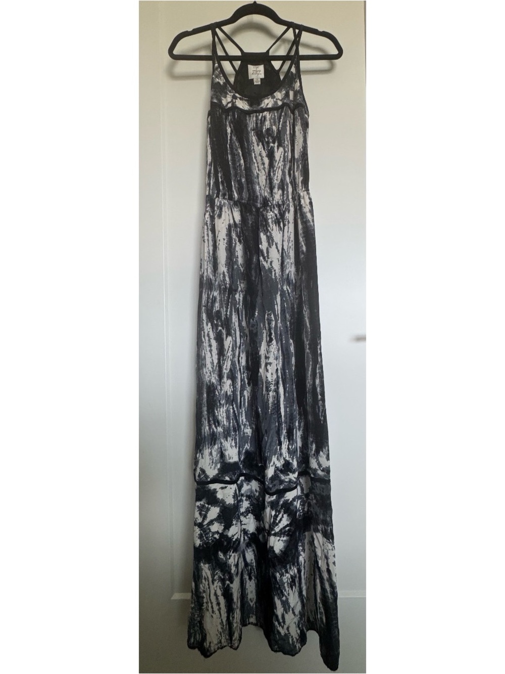 Suzi Chin for Maggy Boutique Black and White Tie-Dye Maxi Dress